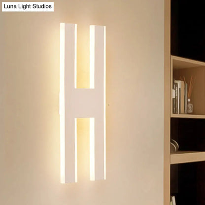 DecorBites™ Modern Metal LED Wall Lamp with Alphabet Design - White/Black Sconce Light for Bedside in White/Warm Glow