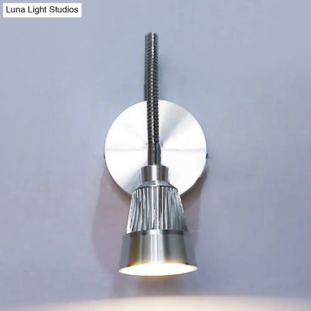 DecorBites™ Modern Metal LED Wall Sconce with Adjustable Reading Light in Warm/White Chrome Finish