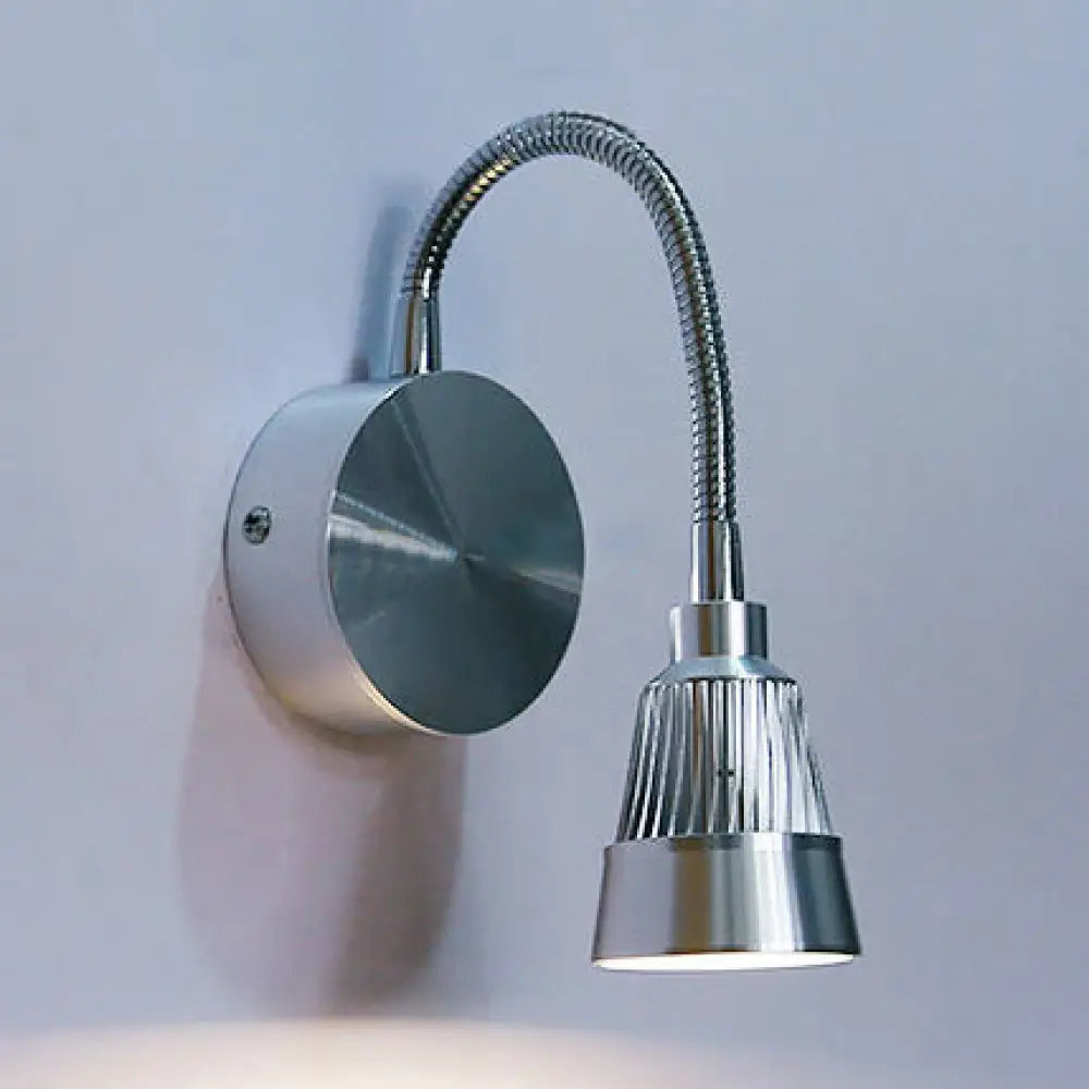 DecorBites™ Modern Metal LED Wall Sconce with Adjustable Reading Light in Warm/White Chrome Finish