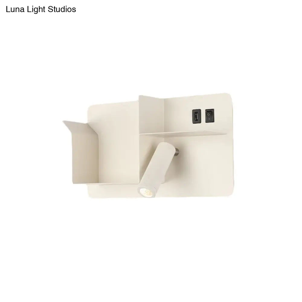 DecorBites™ Modern Metal LED Wall Sconce with Shelf - Black and White