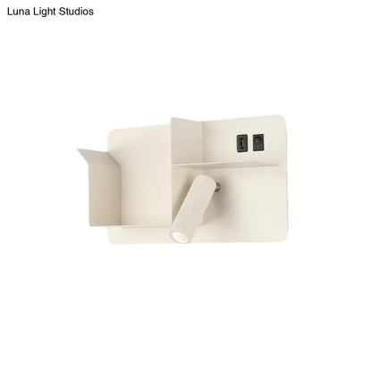 DecorBites™ Modern Metal LED Wall Sconce with Shelf - Black and White