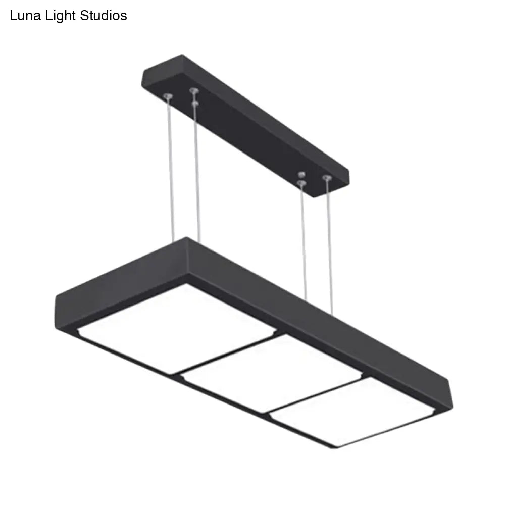 DecorBites™ Modern Metal Rectangular Island Lamp with 3/4/5 Lights in Black/White - Office Hanging Light in Warm/White