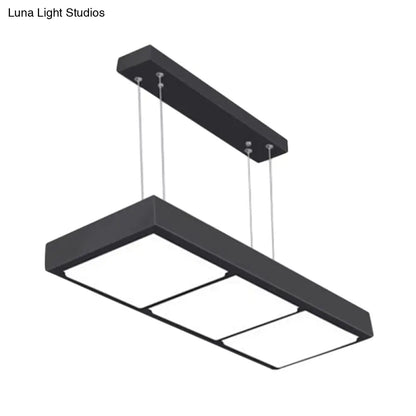 DecorBites™ Modern Metal Rectangular Island Lamp with 3/4/5 Lights in Black/White - Office Hanging Light in Warm/White