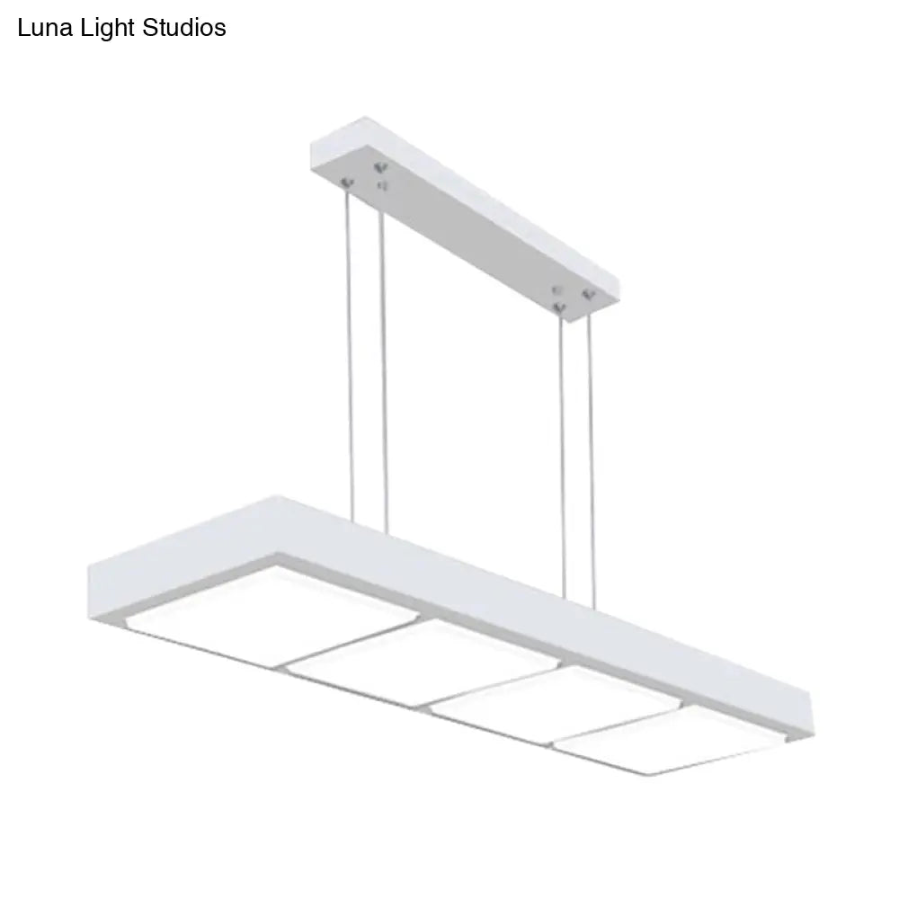 DecorBites™ Modern Metal Rectangular Island Lamp with 3/4/5 Lights in Black/White - Office Hanging Light in Warm/White