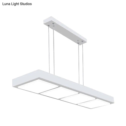 DecorBites™ Modern Metal Rectangular Island Lamp with 3/4/5 Lights in Black/White - Office Hanging Light in Warm/White