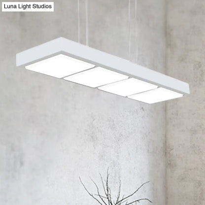 DecorBites™ Modern Metal Rectangular Island Lamp with 3/4/5 Lights in Black/White - Office Hanging Light in Warm/White