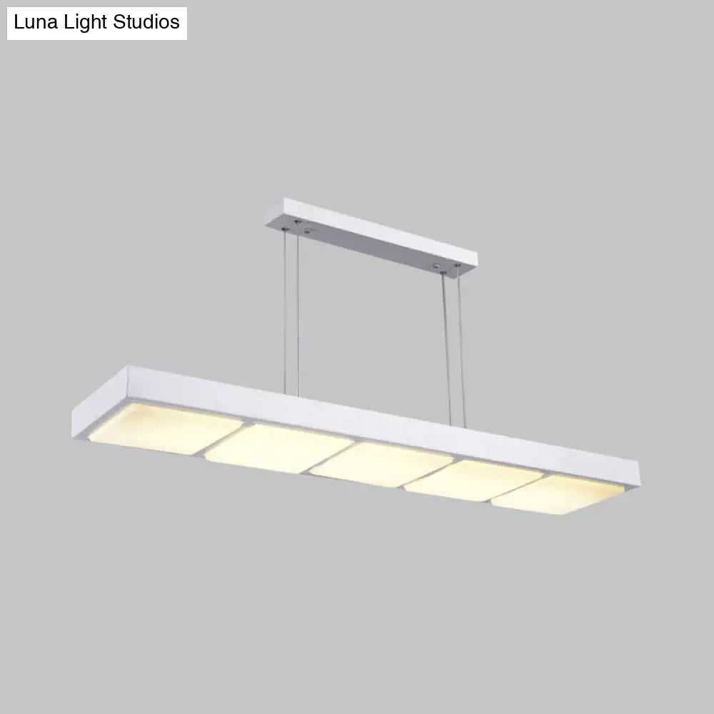 DecorBites™ Modern Metal Rectangular Island Lamp with 3/4/5 Lights in Black/White - Office Hanging Light in Warm/White
