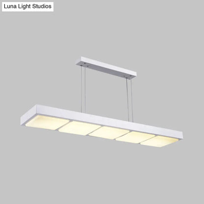 DecorBites™ Modern Metal Rectangular Island Lamp with 3/4/5 Lights in Black/White - Office Hanging Light in Warm/White
