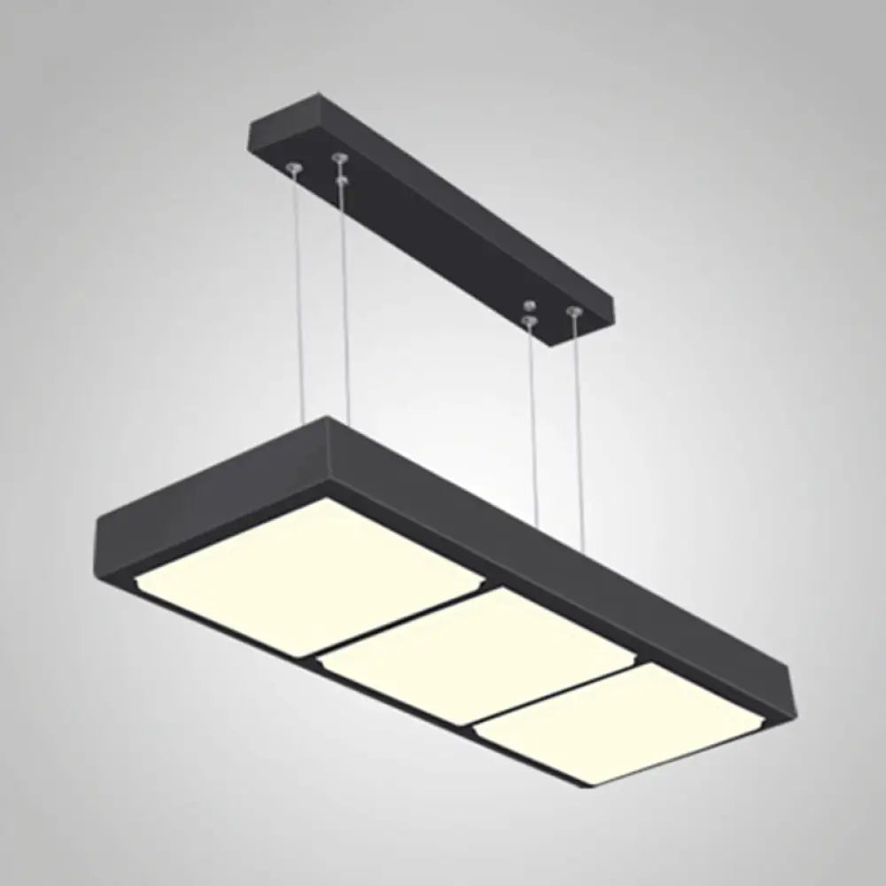 DecorBites™ Modern Metal Rectangular Island Lamp with 3/4/5 Lights in Black/White - Office Hanging Light in Warm/White
