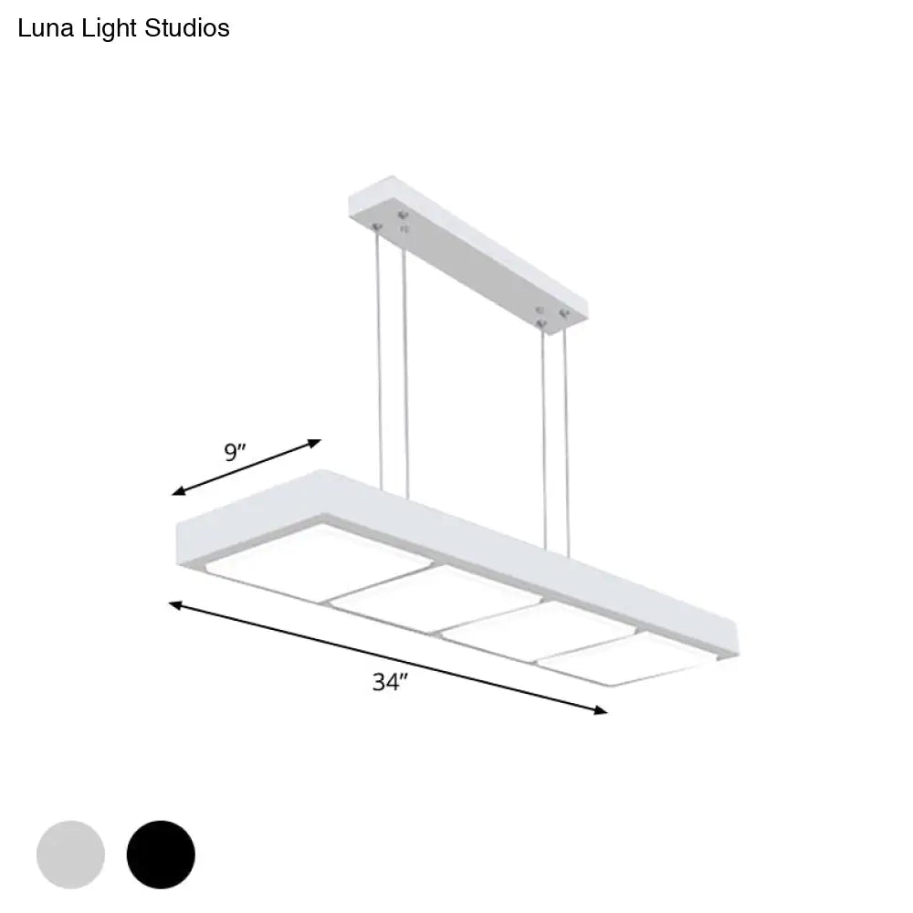 DecorBites™ Modern Metal Rectangular Island Lamp with 3/4/5 Lights in Black/White - Office Hanging Light in Warm/White