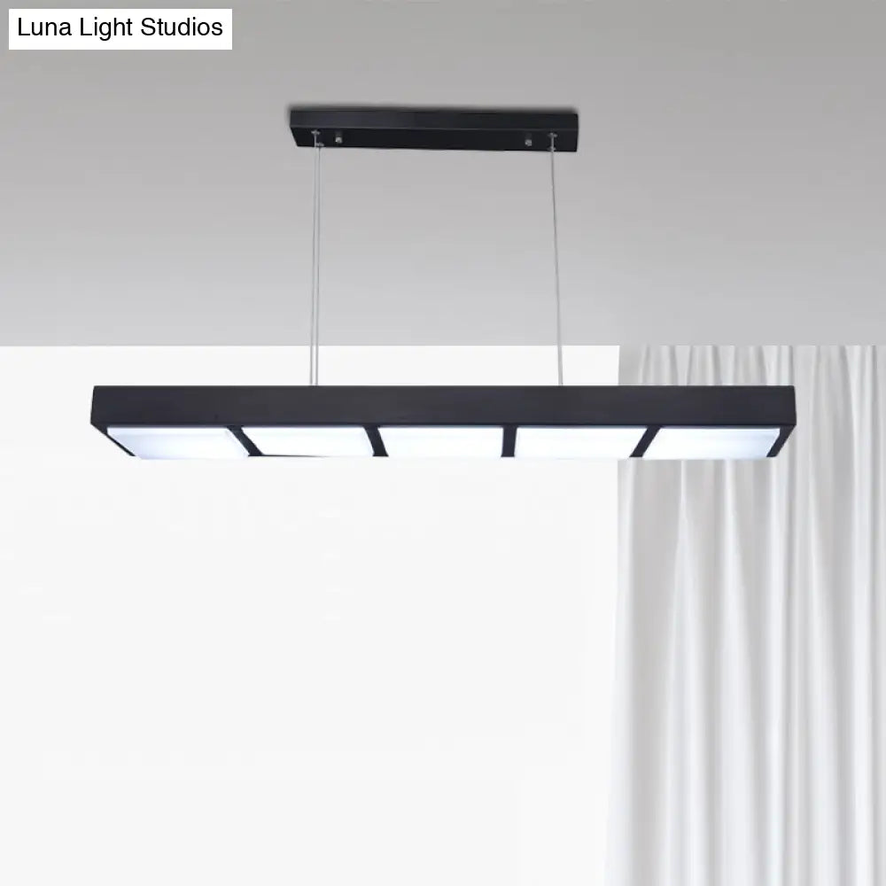 DecorBites™ Modern Metal Rectangular Island Lamp with 3/4/5 Lights in Black/White - Office Hanging Light in Warm/White