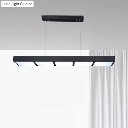 DecorBites™ Modern Metal Rectangular Island Lamp with 3/4/5 Lights in Black/White - Office Hanging Light in Warm/White