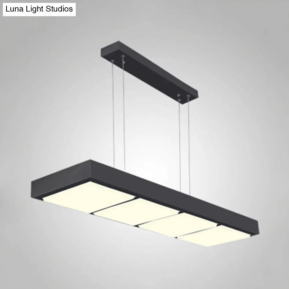 DecorBites™ Modern Metal Rectangular Island Lamp with 3/4/5 Lights in Black/White - Office Hanging Light in Warm/White