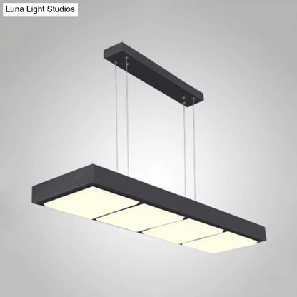 DecorBites™ Modern Metal Rectangular Island Lamp with 3/4/5 Lights in Black/White - Office Hanging Light in Warm/White