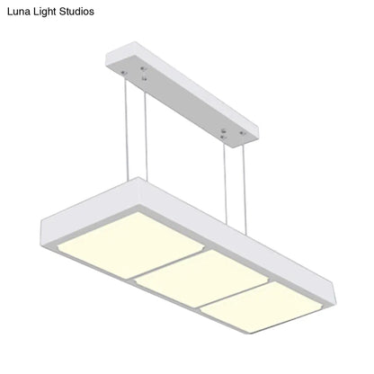 DecorBites™ Modern Metal Rectangular Island Lamp with 3/4/5 Lights in Black/White - Office Hanging Light in Warm/White