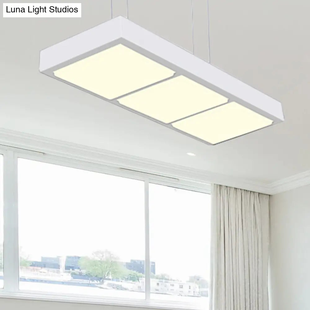 DecorBites™ Modern Metal Rectangular Island Lamp with 3/4/5 Lights in Black/White - Office Hanging Light in Warm/White
