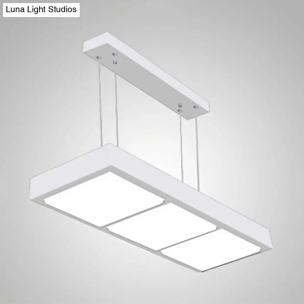 DecorBites™ Modern Metal Rectangular Island Lamp with 3/4/5 Lights in Black/White - Office Hanging Light in Warm/White