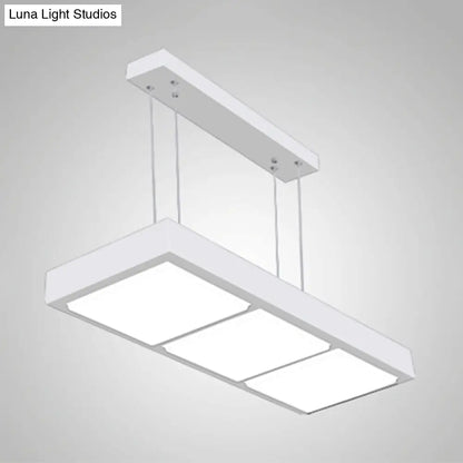 DecorBites™ Modern Metal Rectangular Island Lamp with 3/4/5 Lights in Black/White - Office Hanging Light in Warm/White