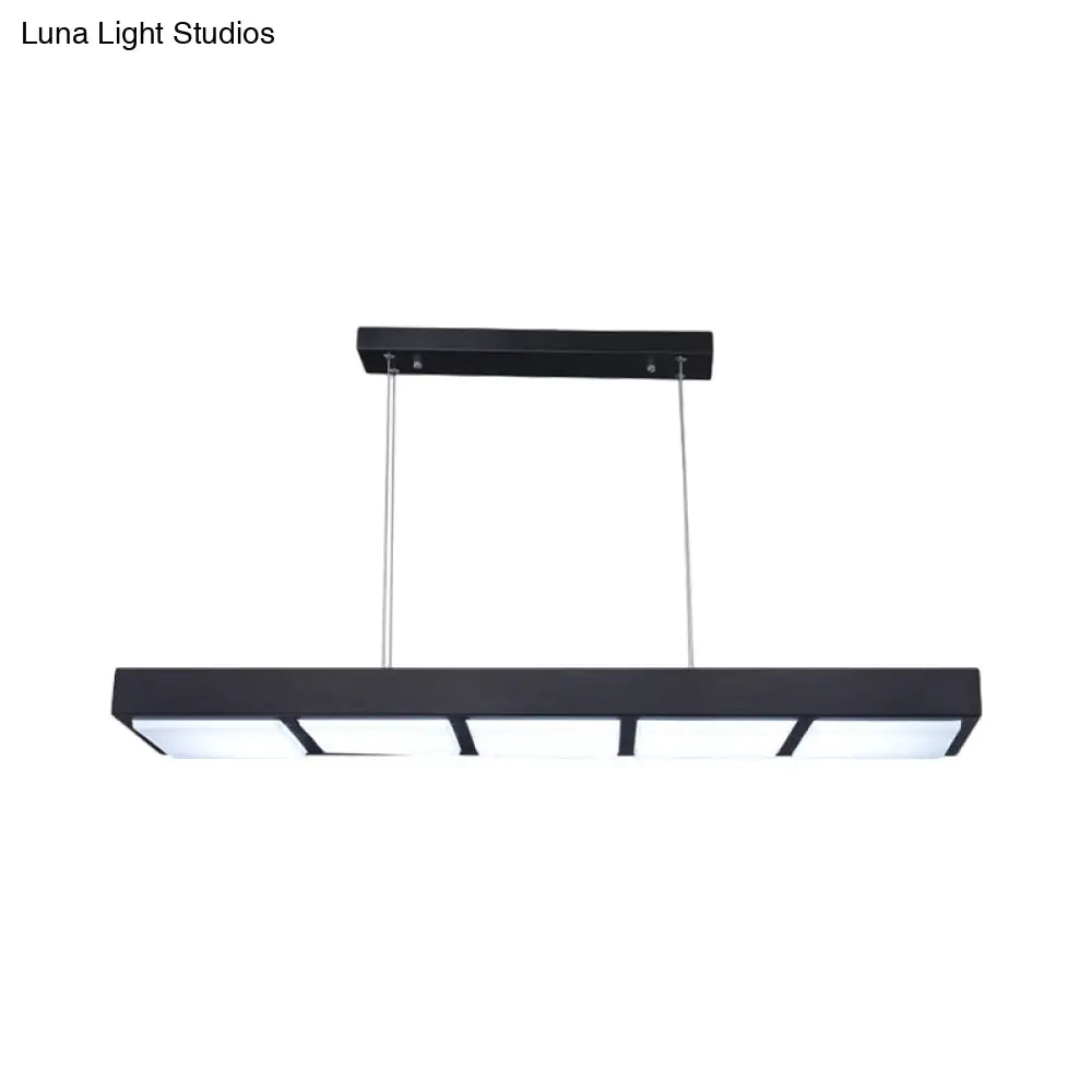DecorBites™ Modern Metal Rectangular Island Lamp with 3/4/5 Lights in Black/White - Office Hanging Light in Warm/White