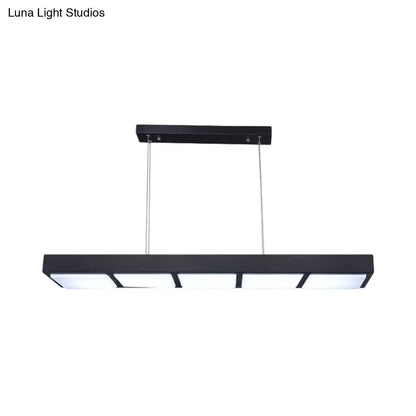 DecorBites™ Modern Metal Rectangular Island Lamp with 3/4/5 Lights in Black/White - Office Hanging Light in Warm/White