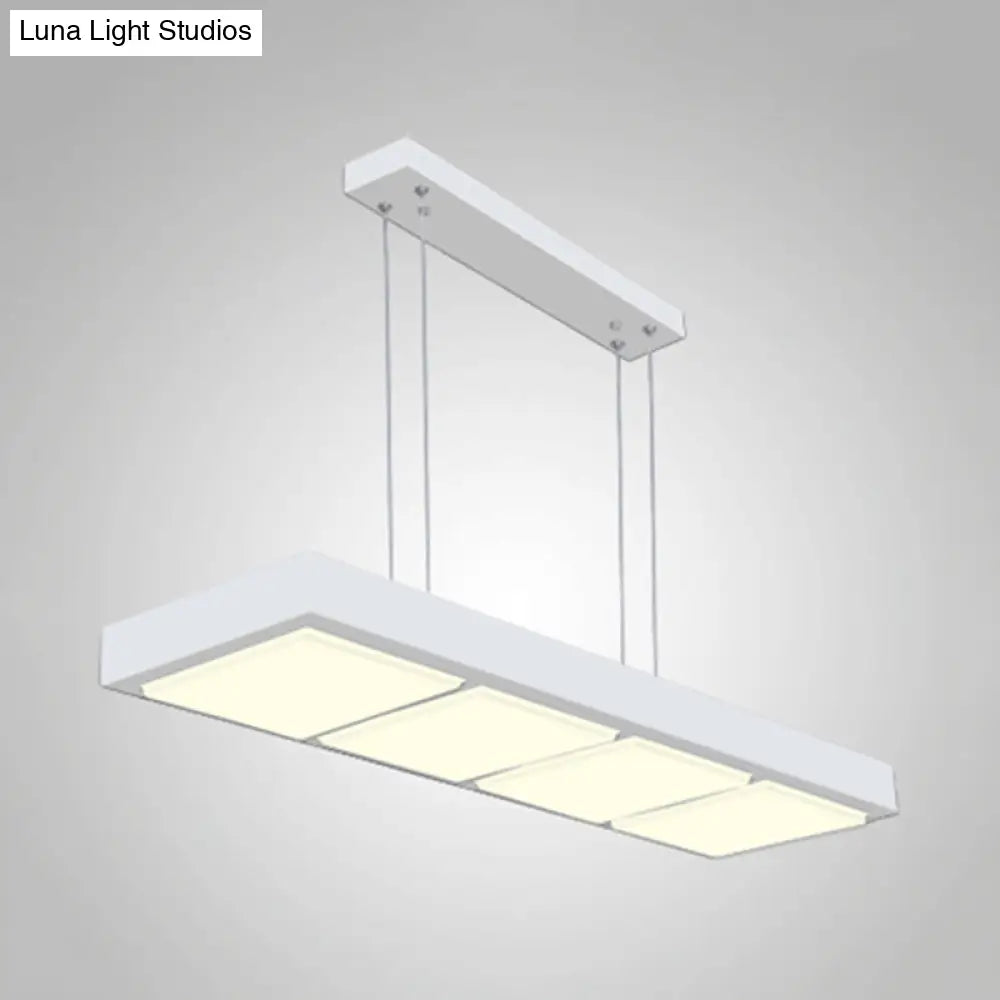 DecorBites™ Modern Metal Rectangular Island Lamp with 3/4/5 Lights in Black/White - Office Hanging Light in Warm/White