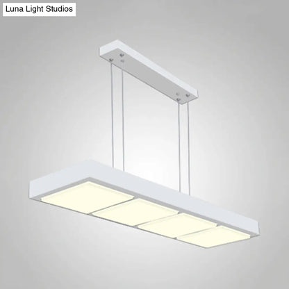 DecorBites™ Modern Metal Rectangular Island Lamp with 3/4/5 Lights in Black/White - Office Hanging Light in Warm/White