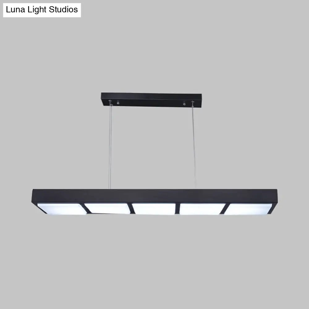 DecorBites™ Modern Metal Rectangular Island Lamp with 3/4/5 Lights in Black/White - Office Hanging Light in Warm/White