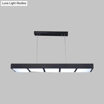 DecorBites™ Modern Metal Rectangular Island Lamp with 3/4/5 Lights in Black/White - Office Hanging Light in Warm/White