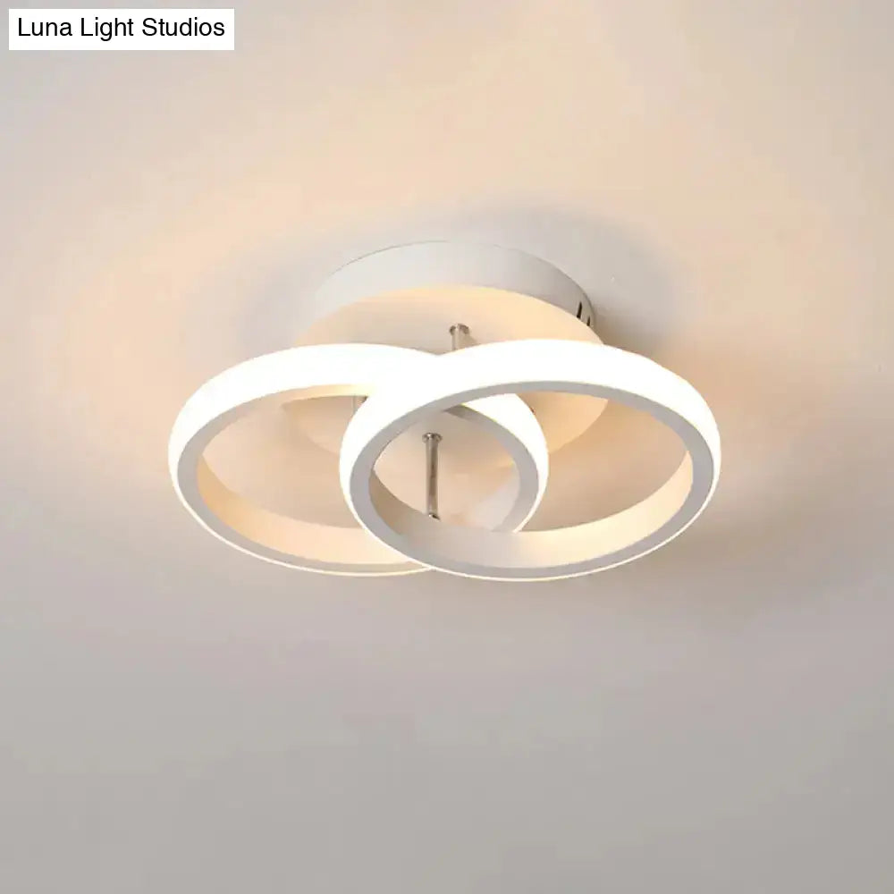 DecorBites™ Modern Metal Small Ceiling Lamp - Round/Square/Moon Shape, LED Semi Flush Mount Lighting for Corridor - Black/White