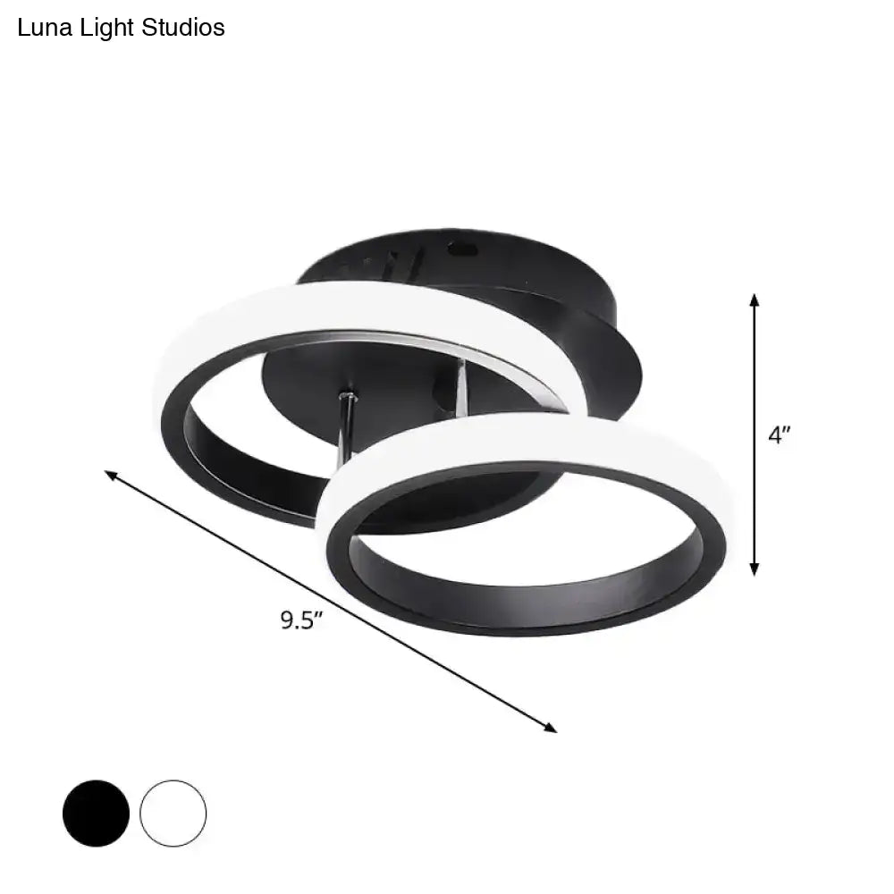 DecorBites™ Modern Metal Small Ceiling Lamp - Round/Square/Moon Shape, LED Semi Flush Mount Lighting for Corridor - Black/White