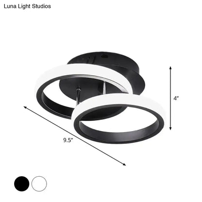 DecorBites™ Modern Metal Small Ceiling Lamp - Round/Square/Moon Shape, LED Semi Flush Mount Lighting for Corridor - Black/White