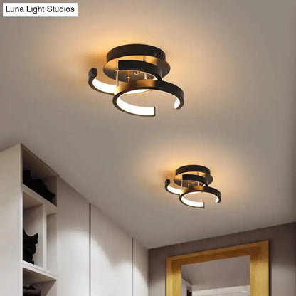 DecorBites™ Modern Metal Small Ceiling Lamp - Round/Square/Moon Shape, LED Semi Flush Mount Lighting for Corridor - Black/White