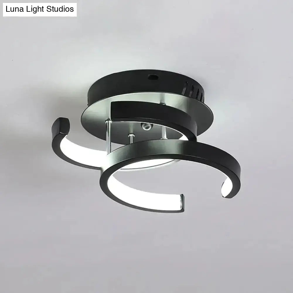 DecorBites™ Modern Metal Small Ceiling Lamp - Round/Square/Moon Shape, LED Semi Flush Mount Lighting for Corridor - Black/White
