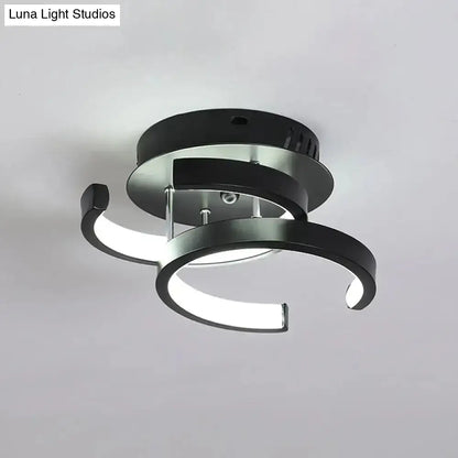 DecorBites™ Modern Metal Small Ceiling Lamp - Round/Square/Moon Shape, LED Semi Flush Mount Lighting for Corridor - Black/White