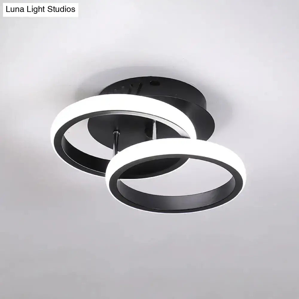 DecorBites™ Modern Metal Small Ceiling Lamp - Round/Square/Moon Shape, LED Semi Flush Mount Lighting for Corridor - Black/White