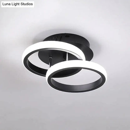 DecorBites™ Modern Metal Small Ceiling Lamp - Round/Square/Moon Shape, LED Semi Flush Mount Lighting for Corridor - Black/White