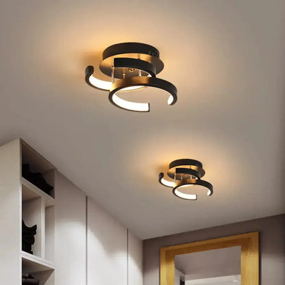 DecorBites™ Modern Metal Small Ceiling Lamp - Round/Square/Moon Shape, LED Semi Flush Mount Lighting for Corridor - Black/White