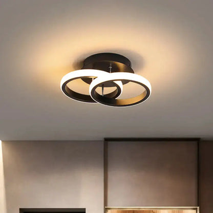 DecorBites™ Modern Metal Small Ceiling Lamp - Round/Square/Moon Shape, LED Semi Flush Mount Lighting for Corridor - Black/White