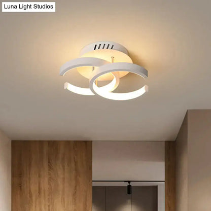 DecorBites™ Modern Metal Small Ceiling Lamp - Round/Square/Moon Shape, LED Semi Flush Mount Lighting for Corridor - Black/White