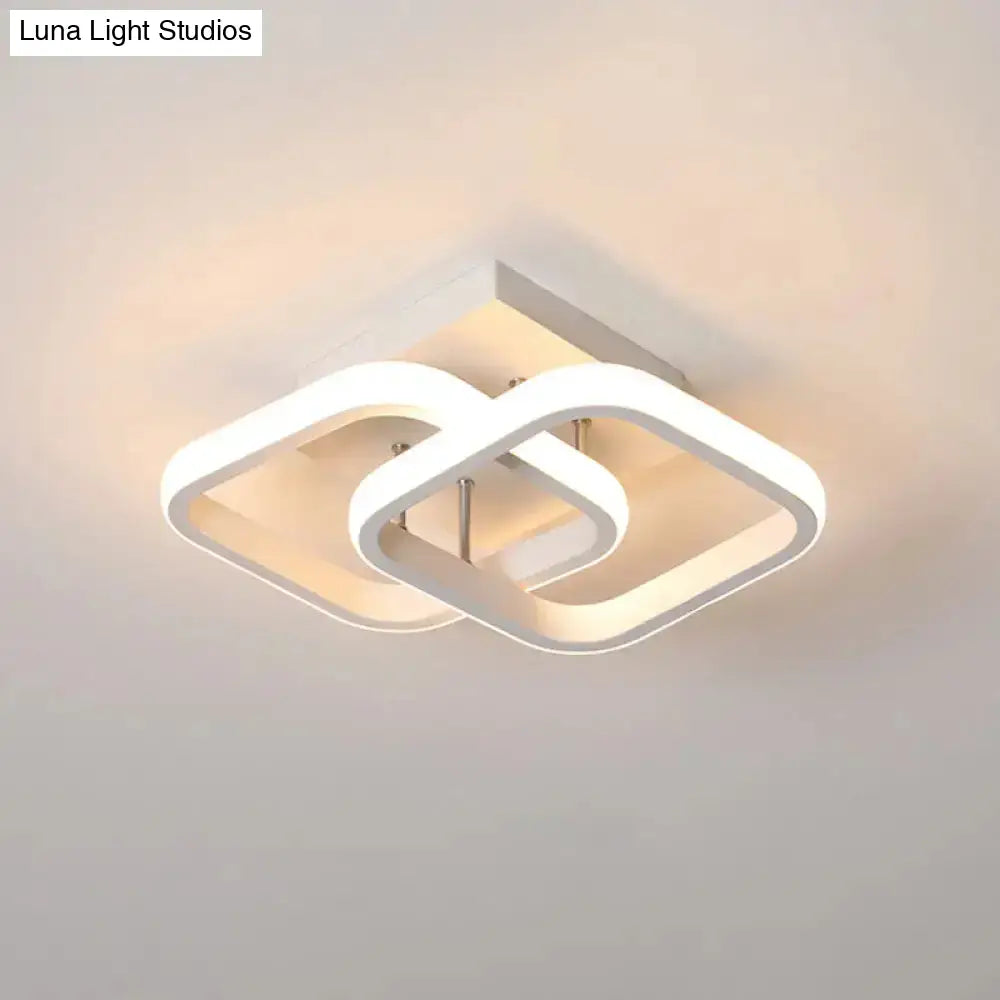 DecorBites™ Modern Metal Small Ceiling Lamp - Round/Square/Moon Shape, LED Semi Flush Mount Lighting for Corridor - Black/White