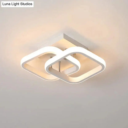DecorBites™ Modern Metal Small Ceiling Lamp - Round/Square/Moon Shape, LED Semi Flush Mount Lighting for Corridor - Black/White