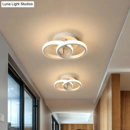 DecorBites™ Modern Metal Small Ceiling Lamp - Round/Square/Moon Shape, LED Semi Flush Mount Lighting for Corridor - Black/White