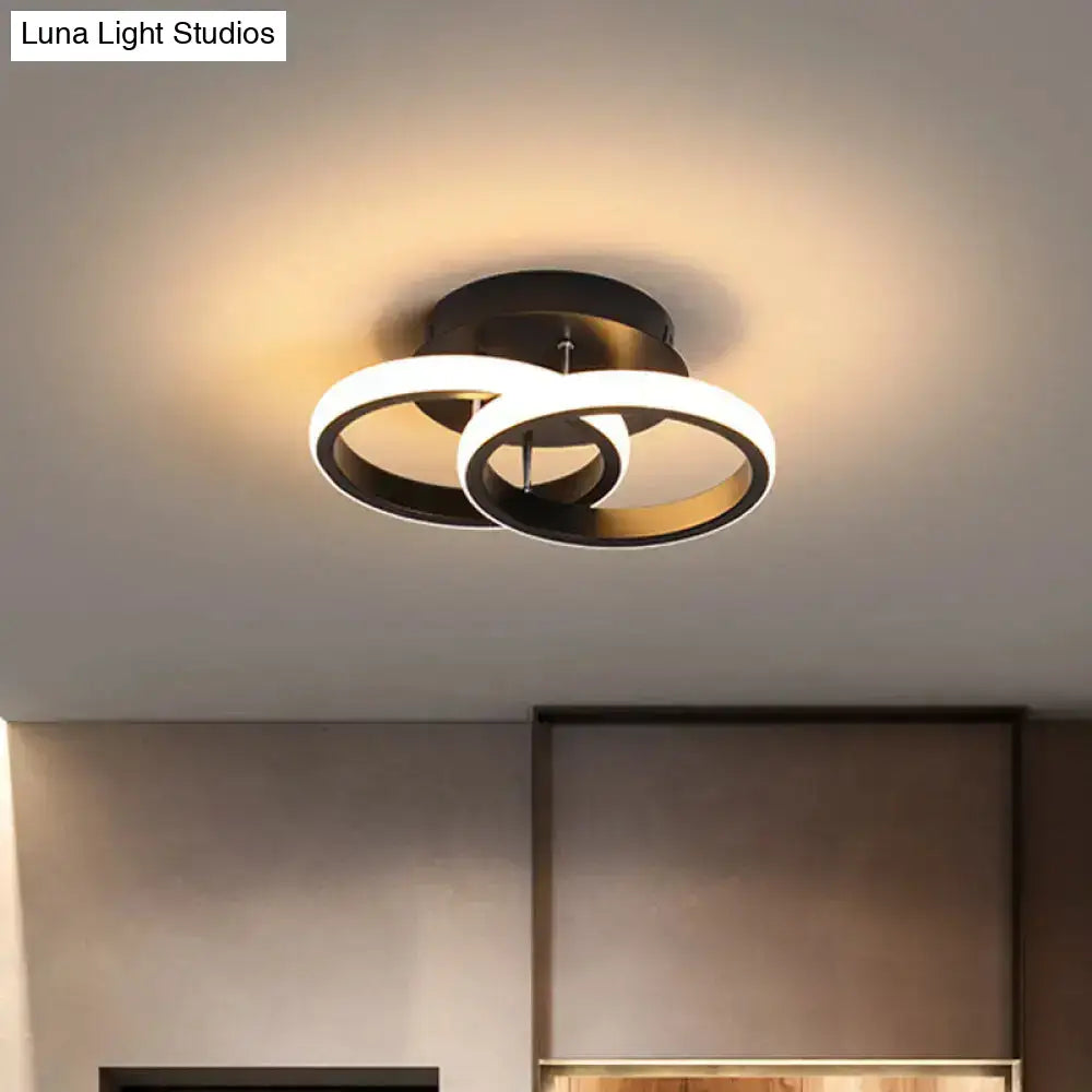 DecorBites™ Modern Metal Small Ceiling Lamp - Round/Square/Moon Shape, LED Semi Flush Mount Lighting for Corridor - Black/White