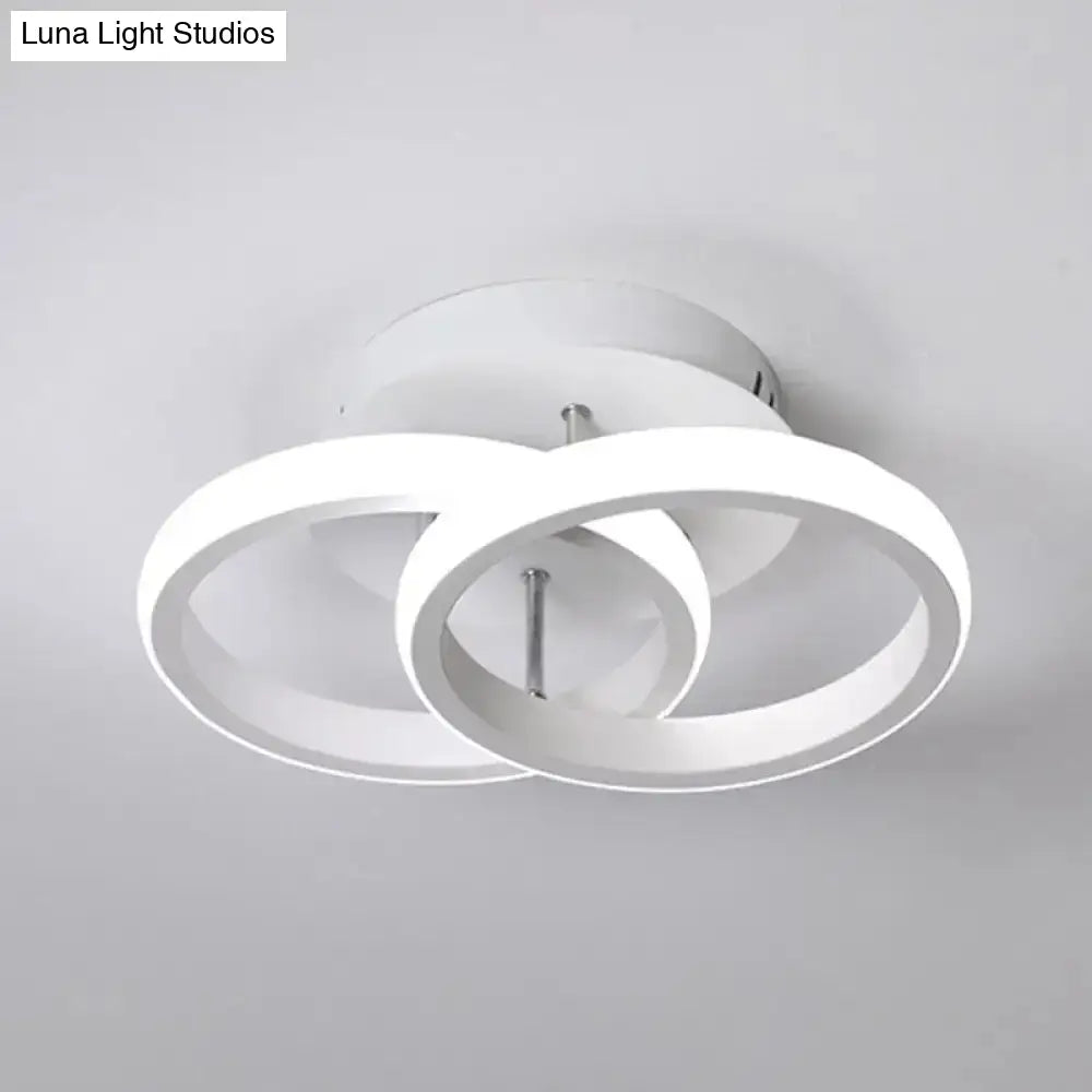 DecorBites™ Modern Metal Small Ceiling Lamp - Round/Square/Moon Shape, LED Semi Flush Mount Lighting for Corridor - Black/White
