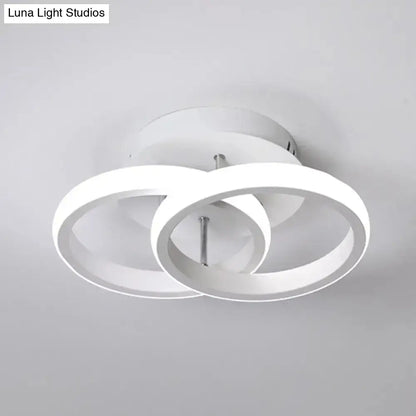 DecorBites™ Modern Metal Small Ceiling Lamp - Round/Square/Moon Shape, LED Semi Flush Mount Lighting for Corridor - Black/White