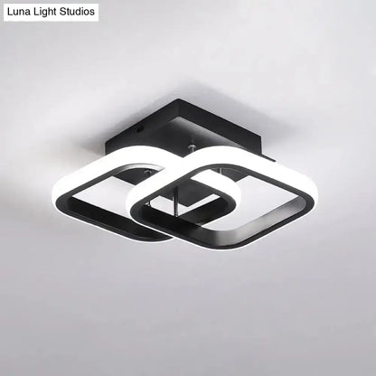 DecorBites™ Modern Metal Small Ceiling Lamp - Round/Square/Moon Shape, LED Semi Flush Mount Lighting for Corridor - Black/White