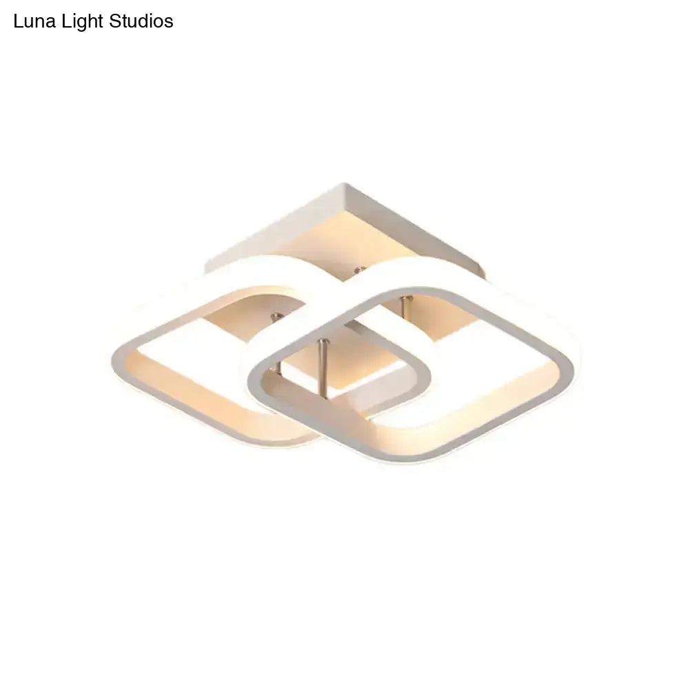 DecorBites™ Modern Metal Small Ceiling Lamp - Round/Square/Moon Shape, LED Semi Flush Mount Lighting for Corridor - Black/White