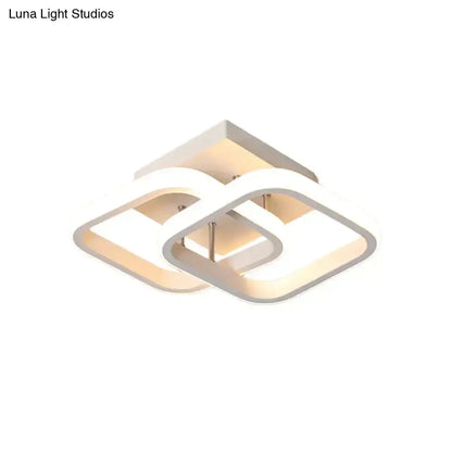 DecorBites™ Modern Metal Small Ceiling Lamp - Round/Square/Moon Shape, LED Semi Flush Mount Lighting for Corridor - Black/White
