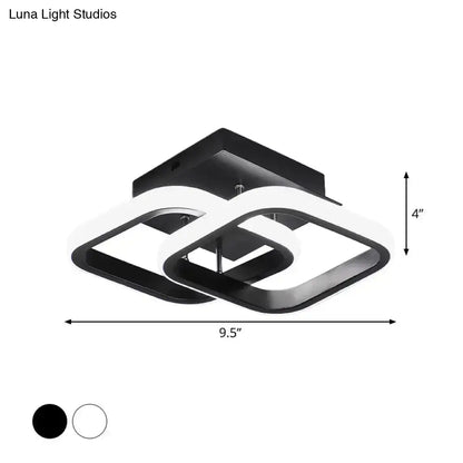 DecorBites™ Modern Metal Small Ceiling Lamp - Round/Square/Moon Shape, LED Semi Flush Mount Lighting for Corridor - Black/White