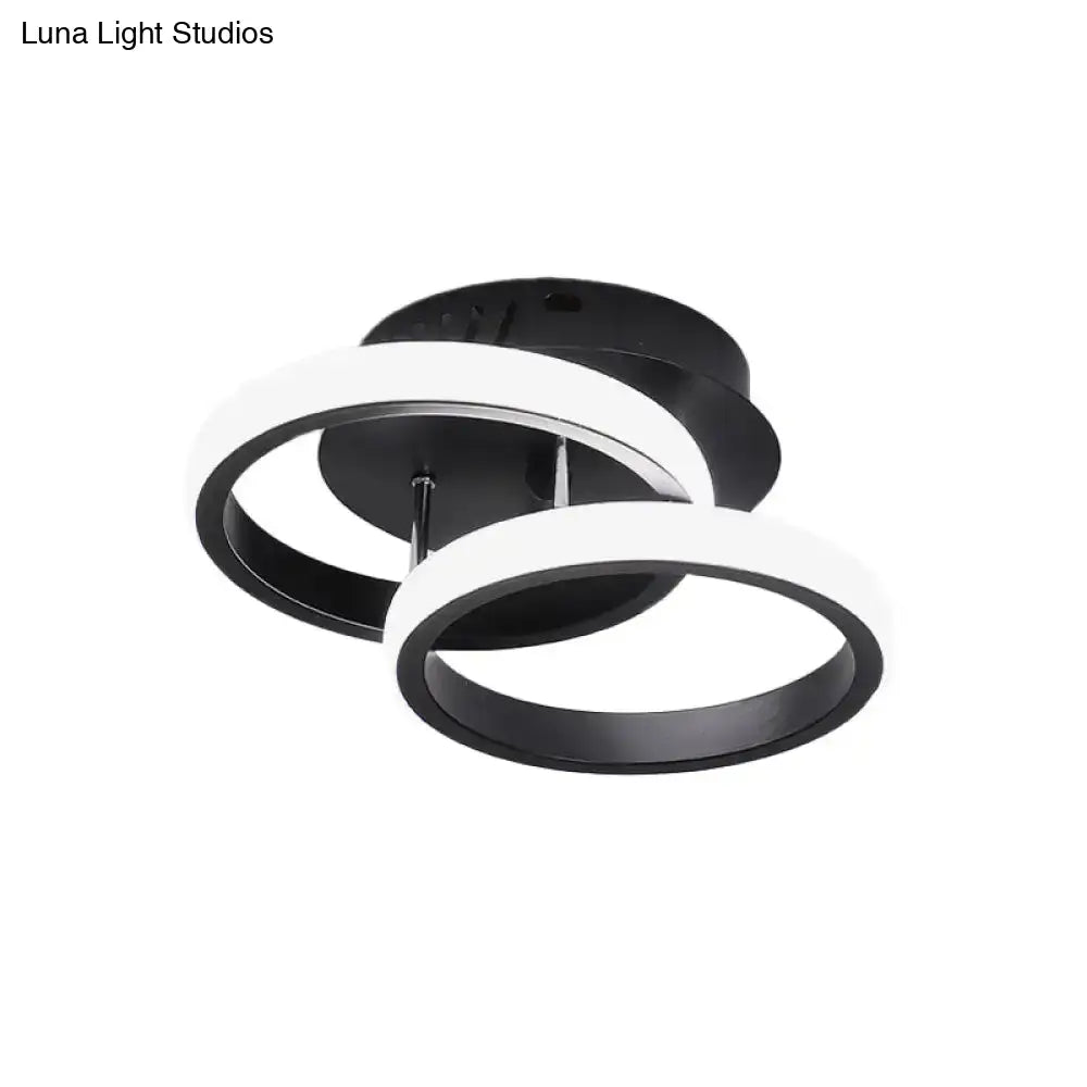 DecorBites™ Modern Metal Small Ceiling Lamp - Round/Square/Moon Shape, LED Semi Flush Mount Lighting for Corridor - Black/White
